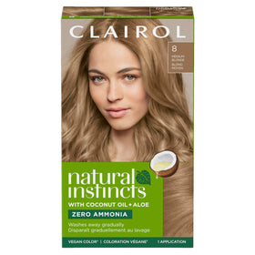 Clairol Natural Instincts front packaging showing product and shade benefit shine