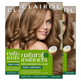 Clairol natural instincts front packaging showing shade and vegan claim for clear purchase benefit