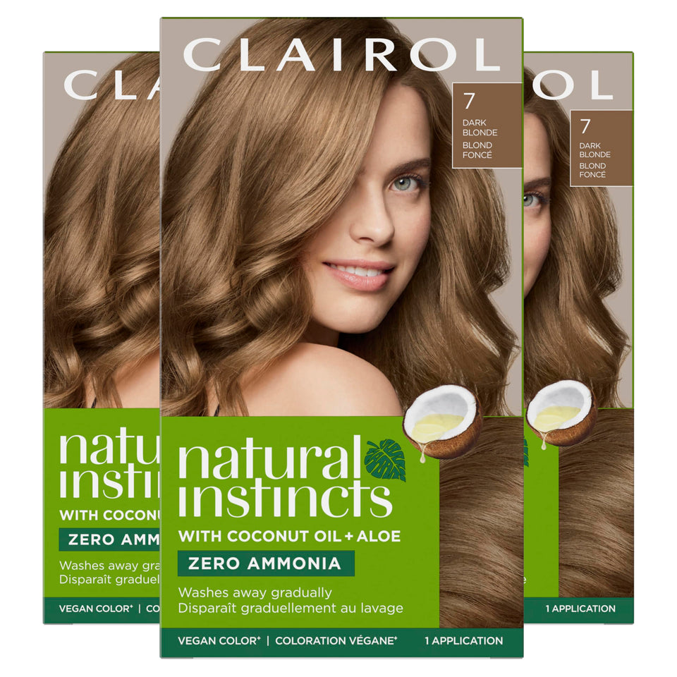 Clairol natural instincts front packaging showing shade and vegan claim for clear purchase benefit
