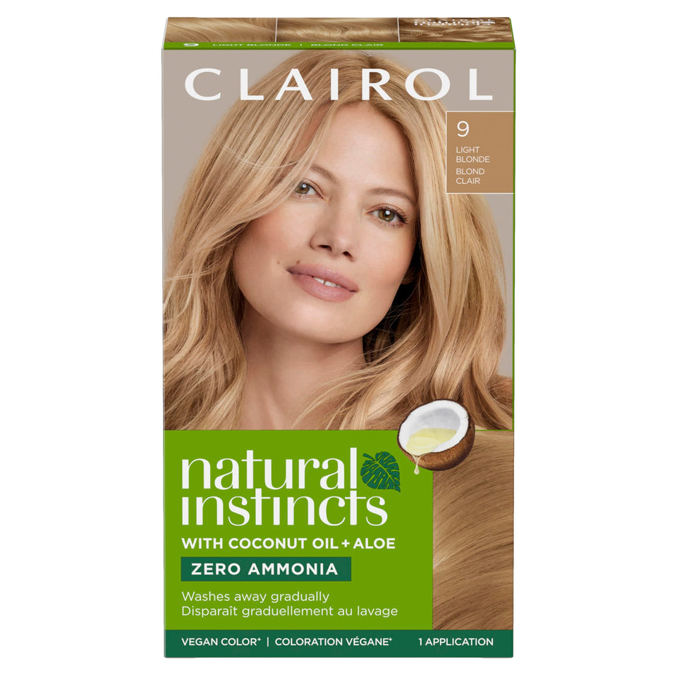 Clairol Natural Instincts front packaging showing product benefits and shade