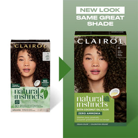 Clairol Natural Instincts box opened with instruction leaflet and sachets visible