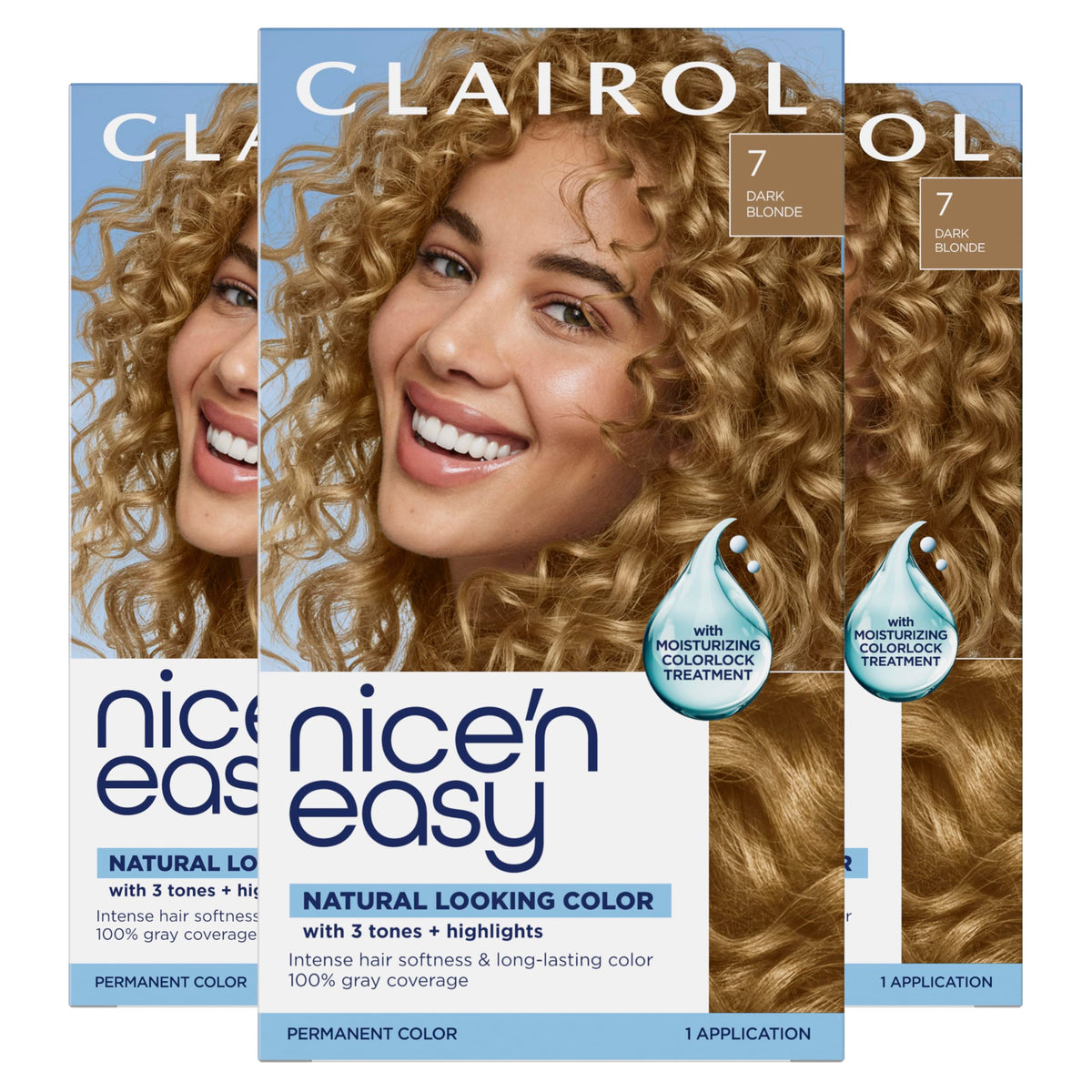 Clairol Nice'n Easy front packaging showing shade and benefits