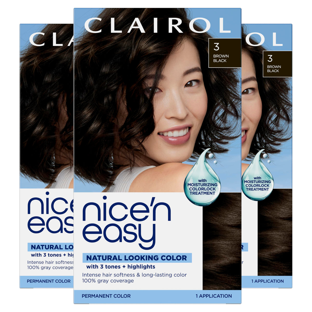 Clairol Nice'n Easy front packaging showing product and shade benefits