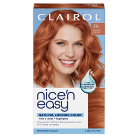 Clairol Nice'n Easy front packaging showing shade 7R and benefits