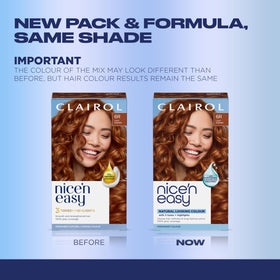 Clairol strand swatch close-up showing 6R Light Auburn multi-tonal depth