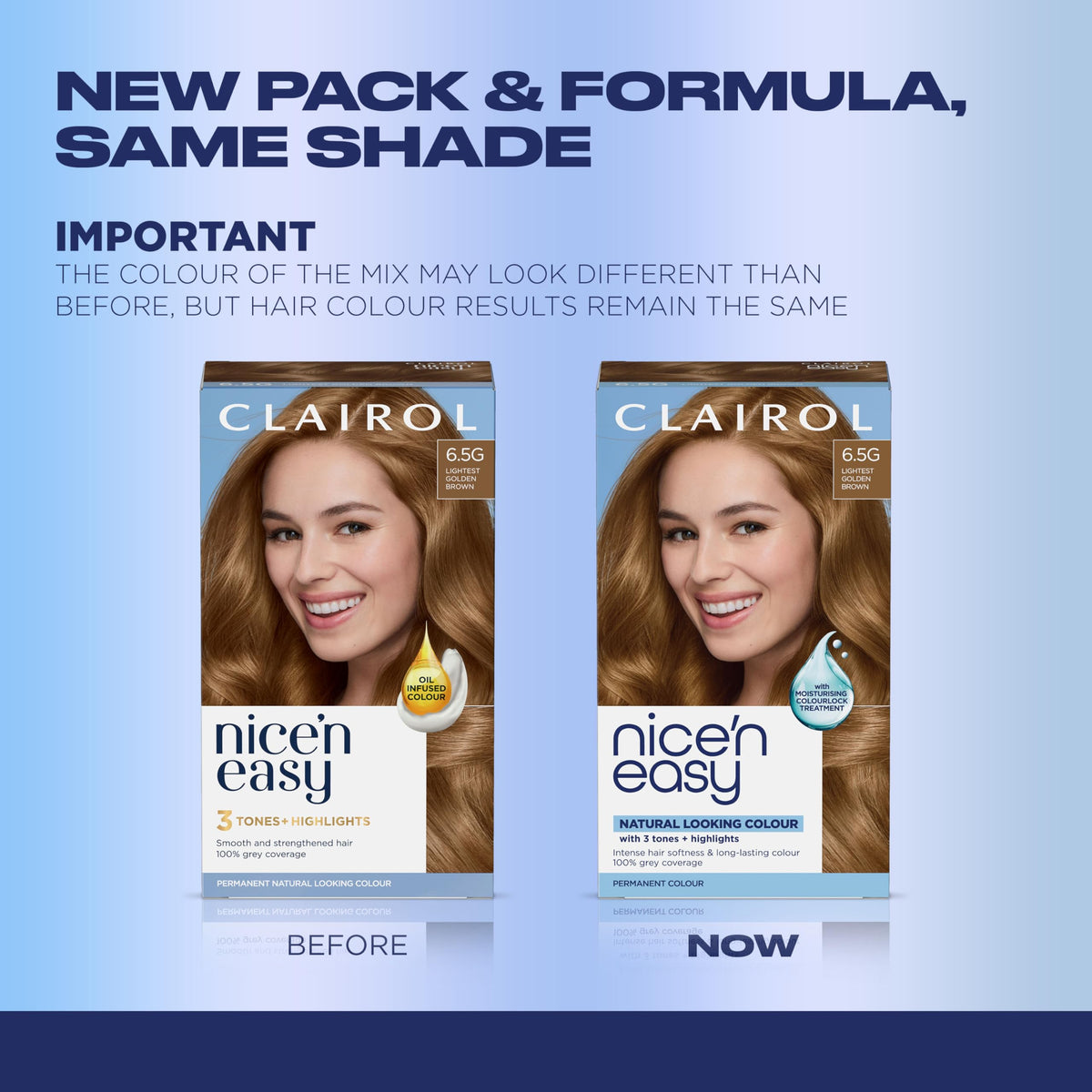 Clairol Nice'n Easy ingredient label closeup listing key components