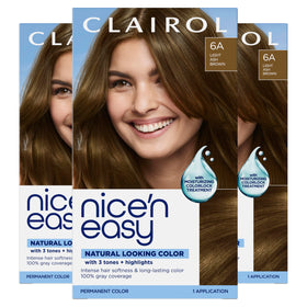 Clairol Nice'n Easy 6A front packaging showing shade and pack of three