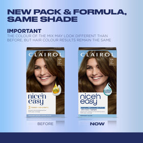 Clairol Nice'n Easy 6A tube and developer closeup for easy mixing