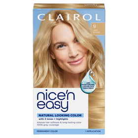 Clairol Nice'n Easy front packaging showing shade and benefit of natural dimension