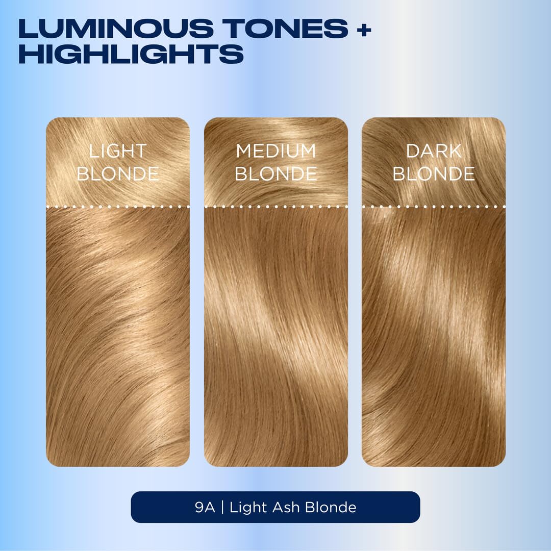 Clairol Nice'n Easy before and after light ash blonde result showcasing natural dimension