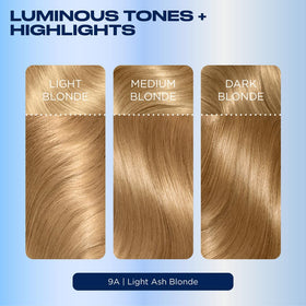 Clairol Nice'n Easy before and after light ash blonde result showcasing natural dimension