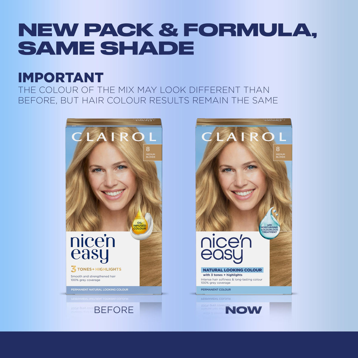 Clairol Nice'n Easy opened box with contents visible for easy at-home use