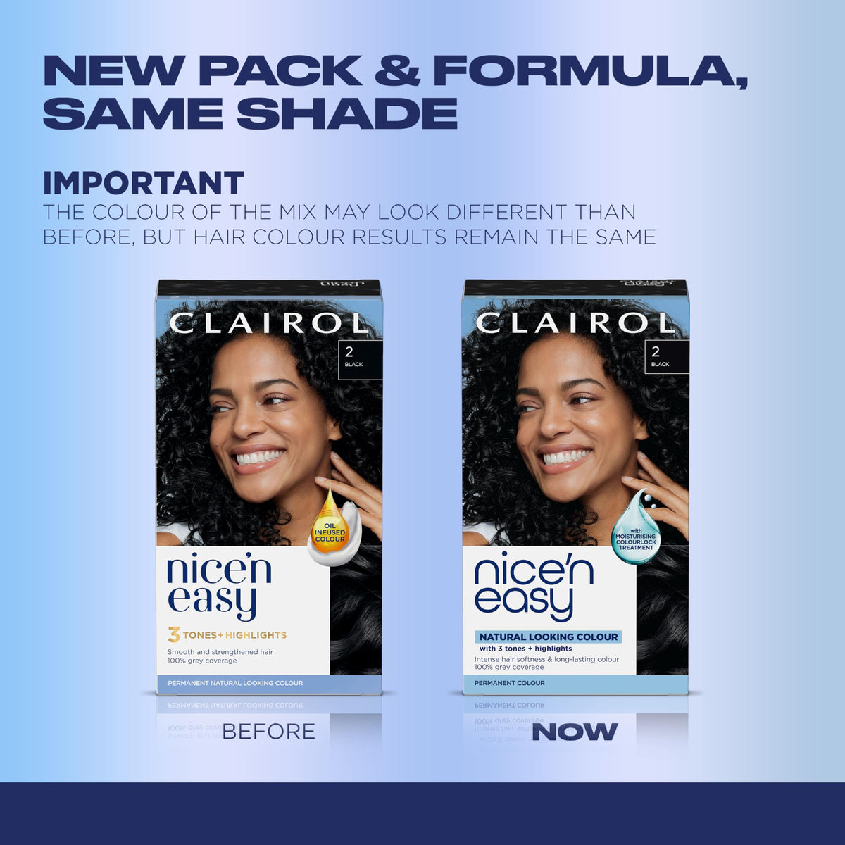 Clairol Nice'n Easy cream and activator bottles for easy mixing