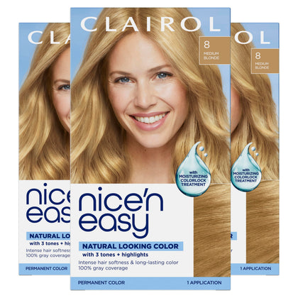 Clairol Nice'n Easy front packaging showing shade and pack benefits