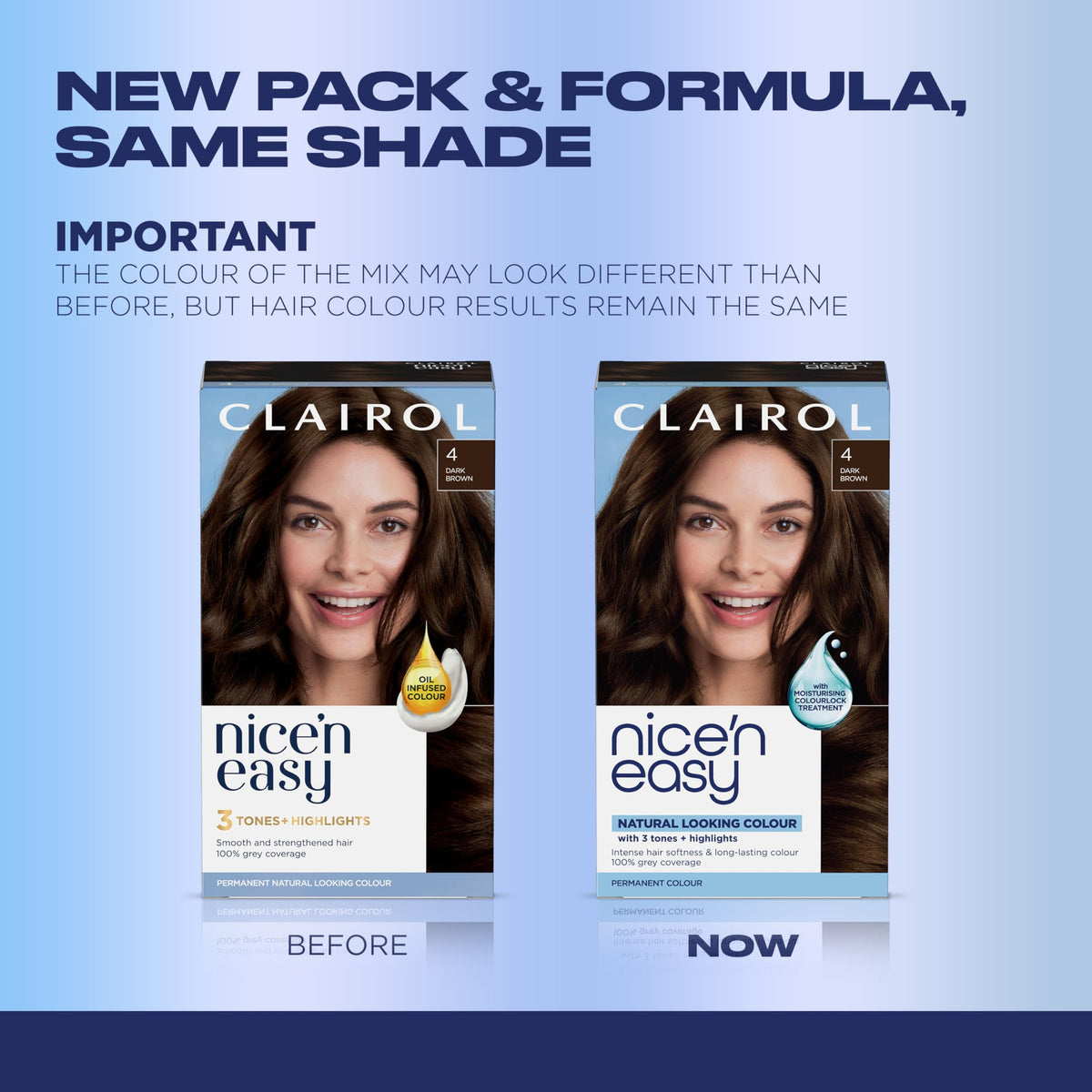 Clairol Nice'n Easy kit contents displayed for easy at-home use