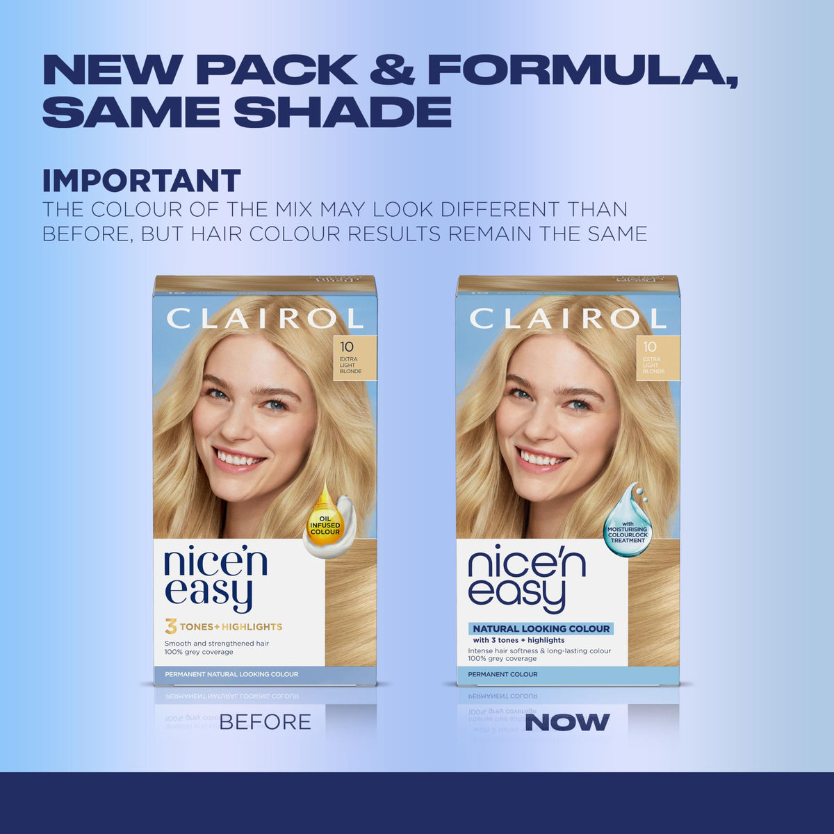 Clairol kit contents displayed with gloves and instructions for easy application