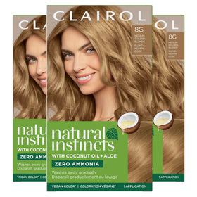 Clairol packaging front shows shade 8G and benefits and brand