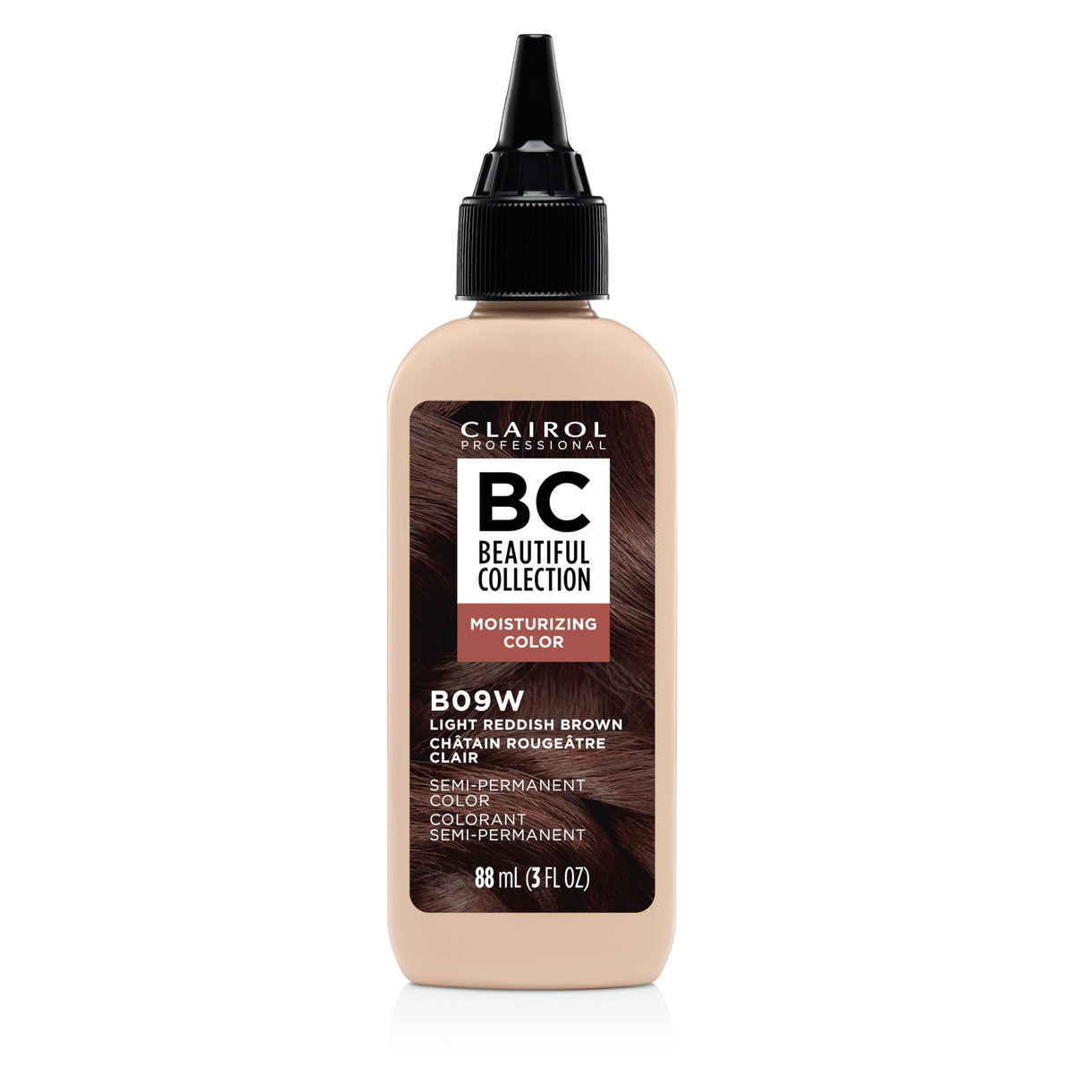 Clairol Professional front packaging showing 09W light reddish brown and shine benefits