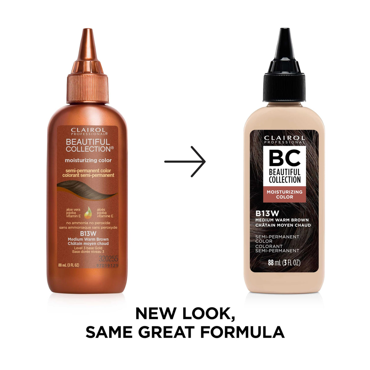 Clairol Professional 13W bottle close-up highlighting easy bottle application and shine