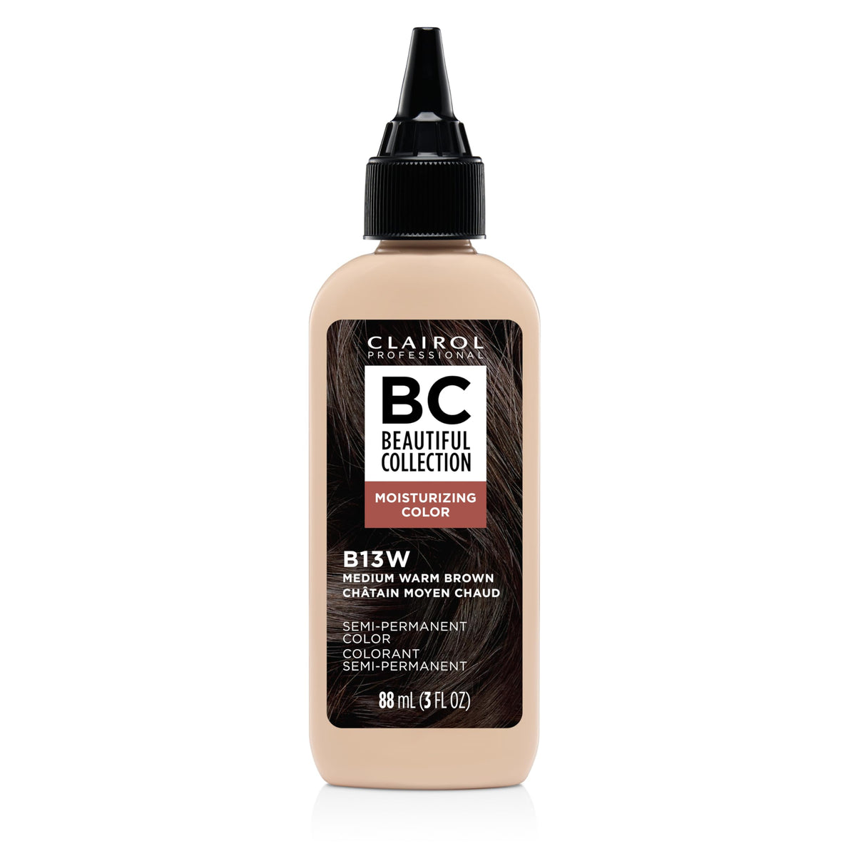 Clairol Professional 13W front packaging showing warm brown shade and bottle benefit