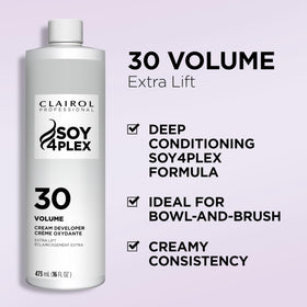 Clairol Professional developer cream texture close-up showing smooth consistency for even mixing benefit