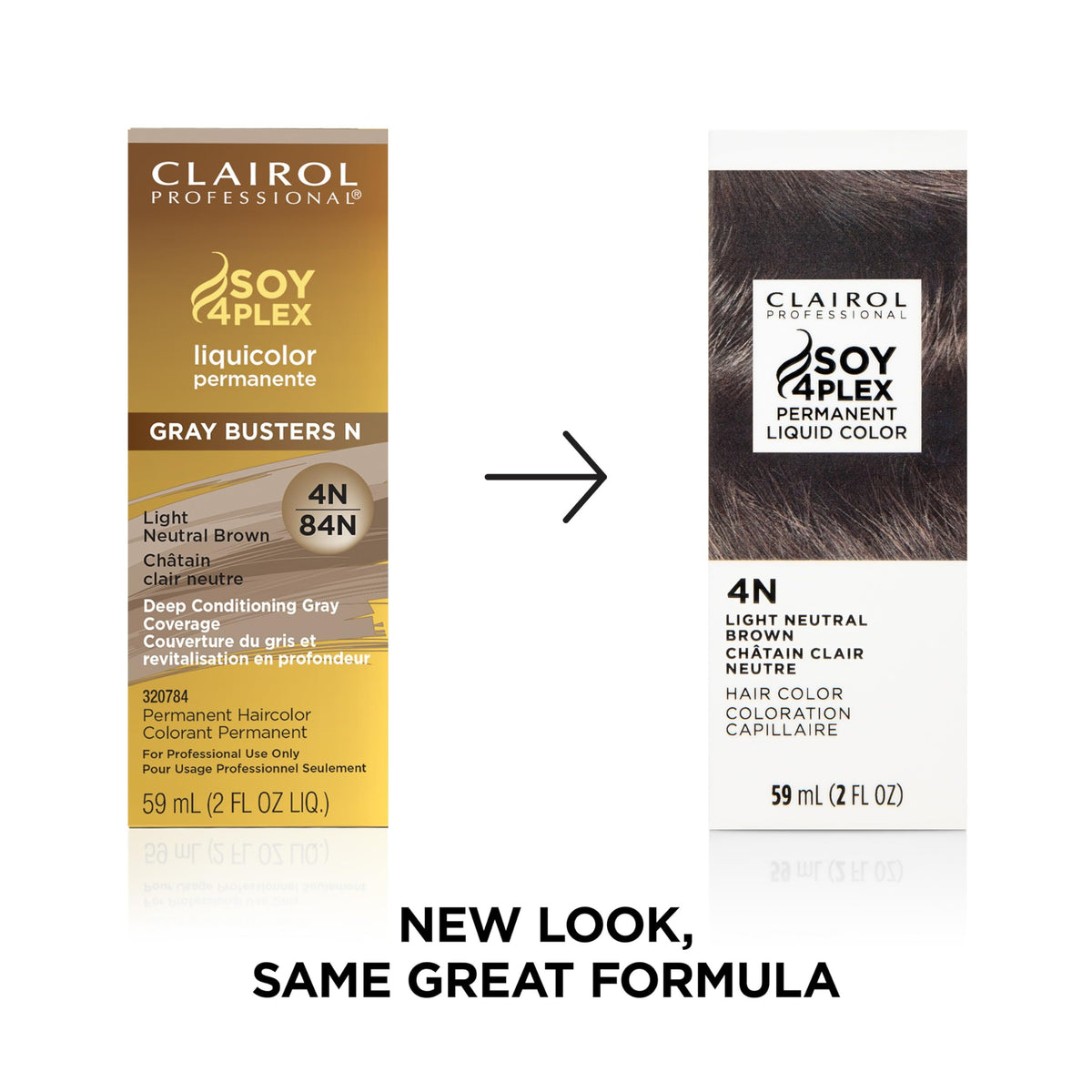 Clairol Professional 4N applied at hair roots for even gray coverage benefit
