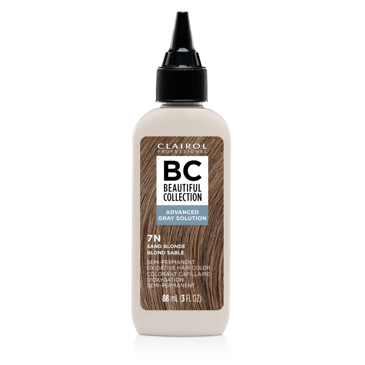 Clairol Professional 7N sand blonde front packaging showing product benefits
