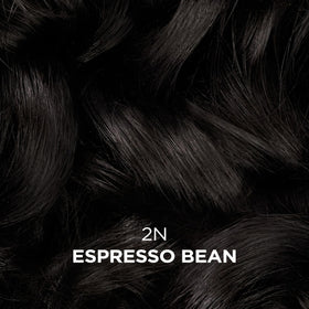 Clairol Professional hair swatch of Espresso Bean illustrating deep brown result and natural depth