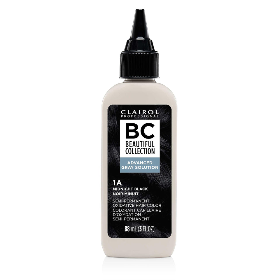 Clairol Professional bottle front view showing Midnight Black shade and gentle formula benefit