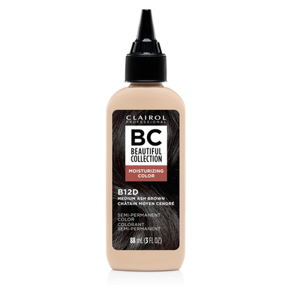 Clairol Professional front packaging showing shade 12D medium ash brown and benefits