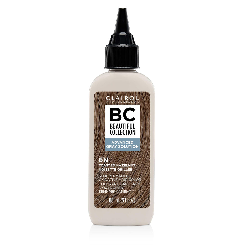 Clairol Professional front packaging showing shade 6N Toasted Hazelnut and benefits