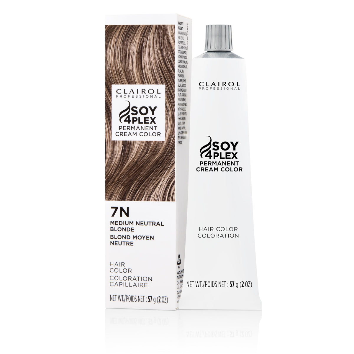 Clairol Professional front packaging showing 7N medium neutral blonde and salon benefit