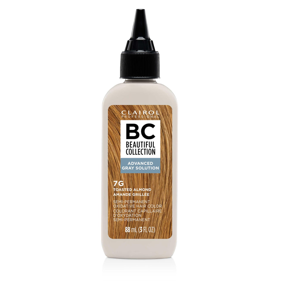 Clairol Professional front packaging showing toasted almond shade and benefits