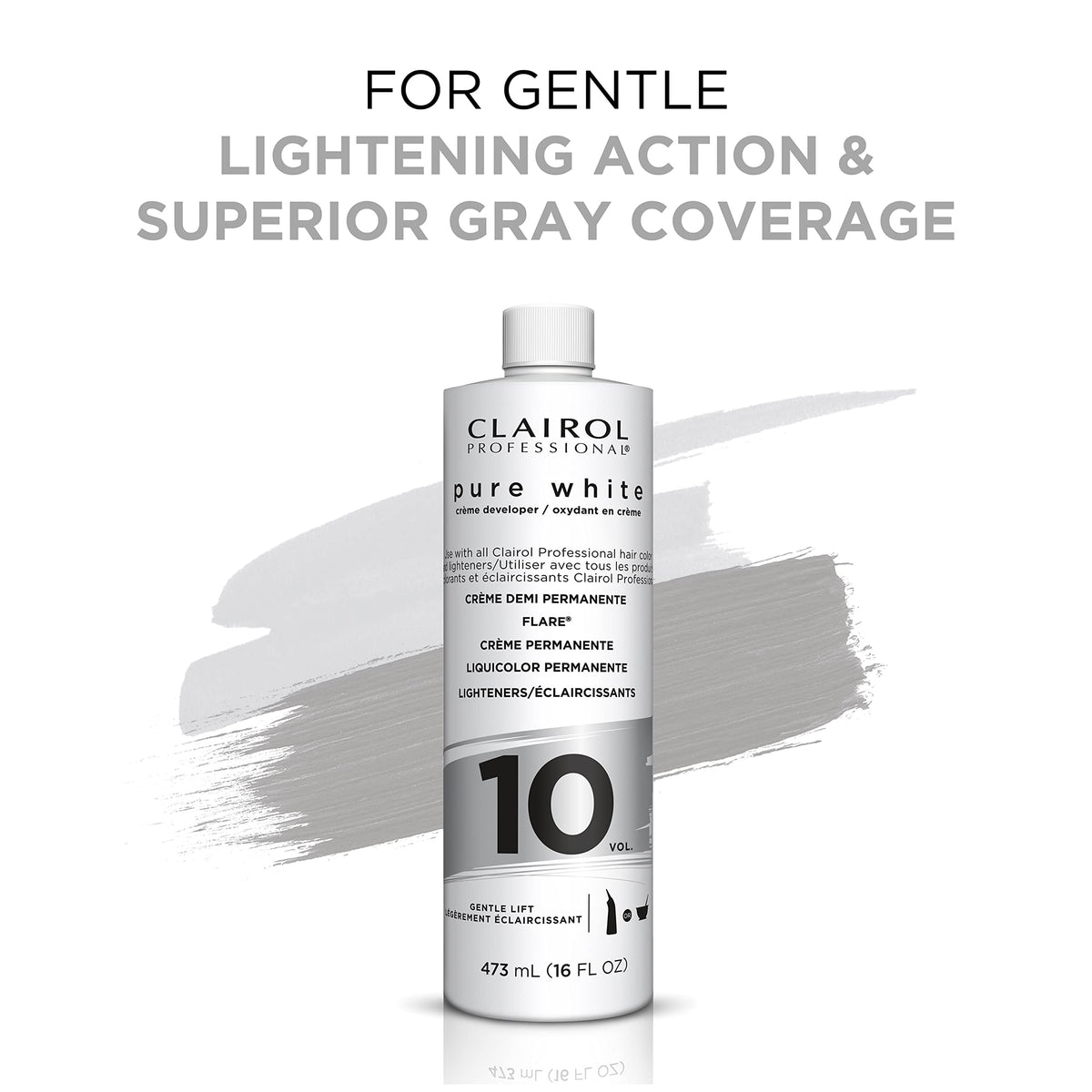 Application bottle dispensing Clairol Professional developer for precise root touch-up