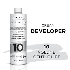 Clairol Professional pouring developer demonstrating creamy consistency and control