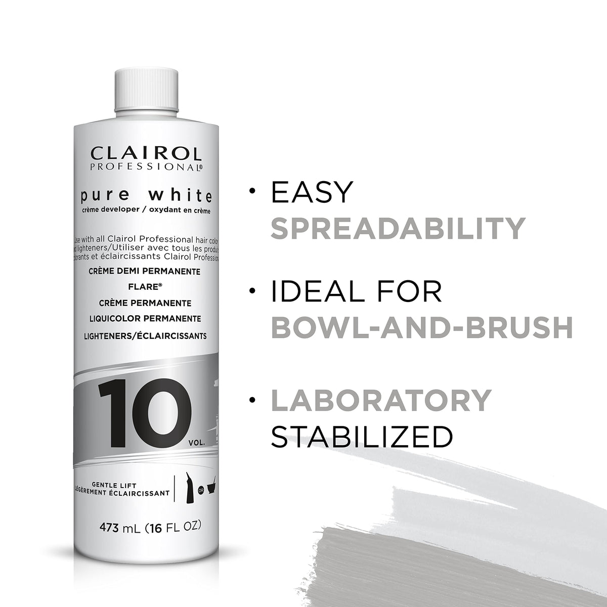 Salon station with Clairol Professional developer staged for coloring service