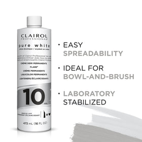 Salon station with Clairol Professional developer staged for coloring service