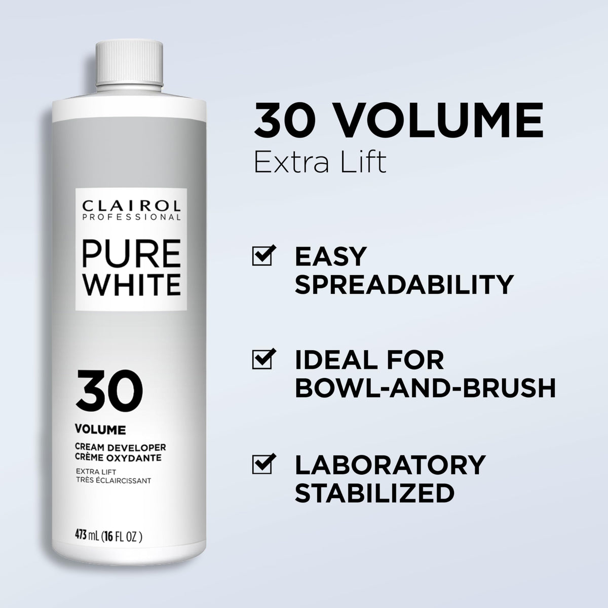 Clairol Professional 16 oz bottle next to ruler showing true salon-sized scale