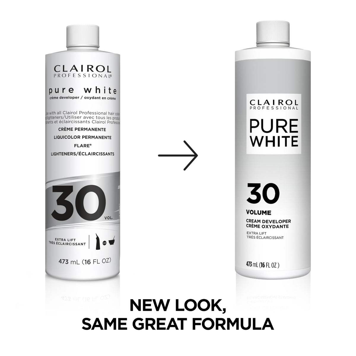 Clairol Professional developer pouring creamy texture for easy mixing and control