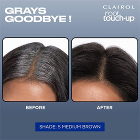 Clairol before and after root photos showing blended roots benefit