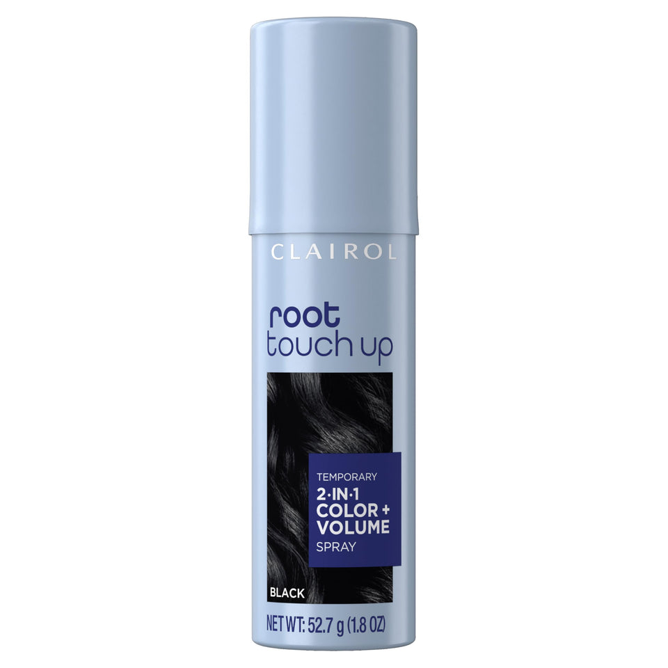 Clairol product front packaging showing black shade and immediate coverage benefit