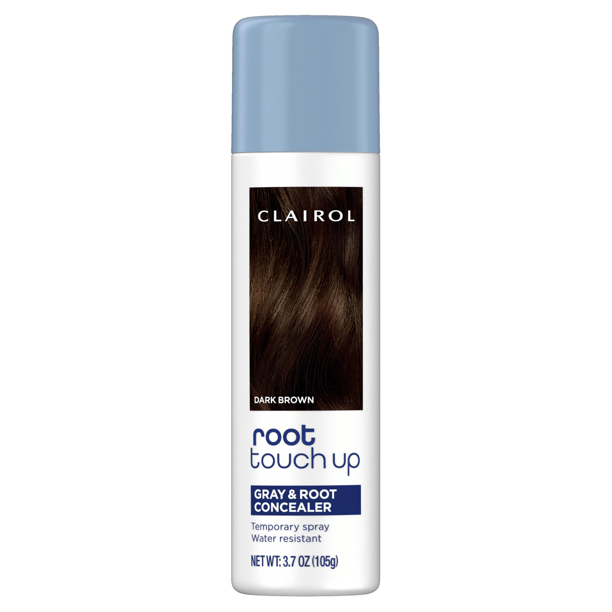 Clairol spray front packaging showing product and quick coverage benefit