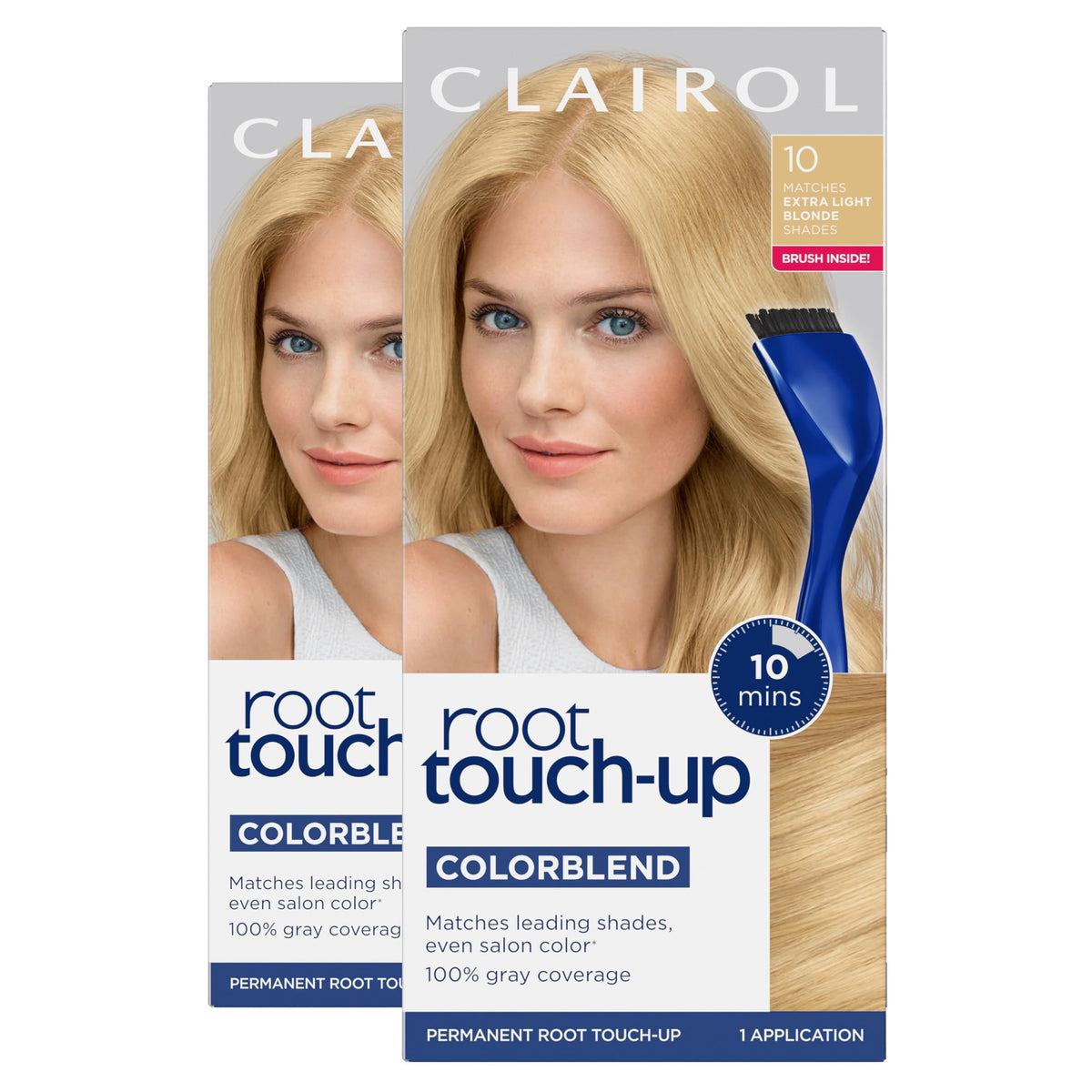 Clairol root touch-up front packaging showing the shade and benefits