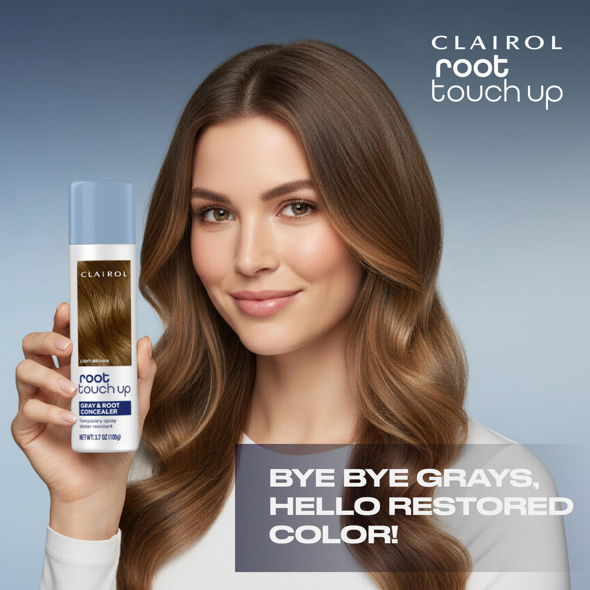 Clairol bottle next to hand showing pack size and portable convenience