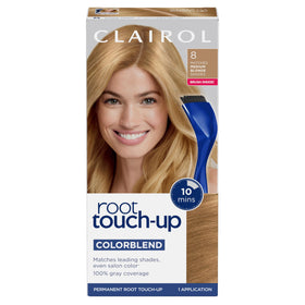 Clairol root touch-up packaging front showing shade and benefits