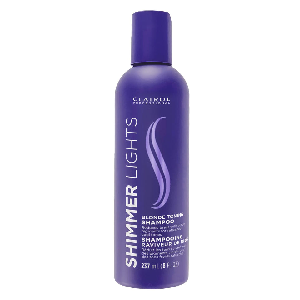 Clairol Professional bottle front view showing label and purple shampoo benefits