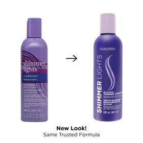 Clairol Shimmer Lights pour texture close-up shows creamy conditioner providing smoothness