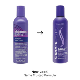Clairol Professional purple shampoo pouring to reveal creamy violet texture