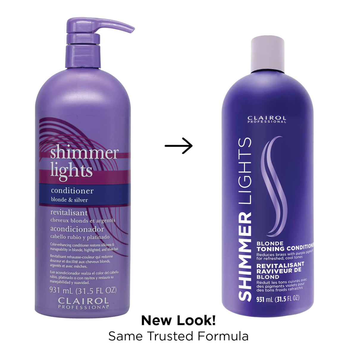 Close-up of Shimmer Lights poured texture showing creamy purple conditioner hydrating hair