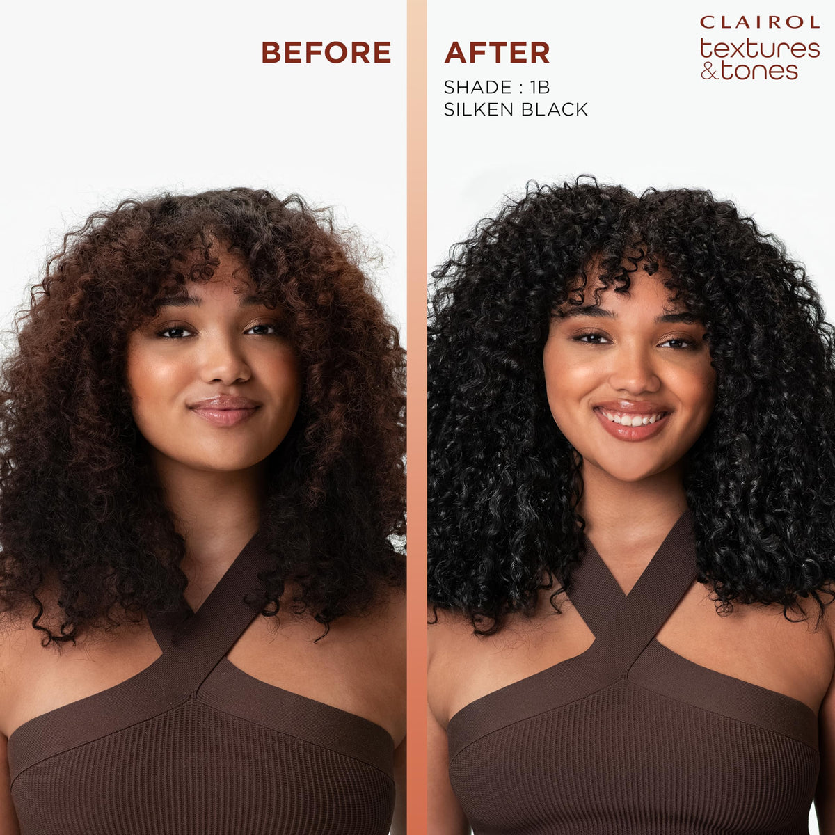 Clairol Textures & Tones opened kit showing included components and benefits